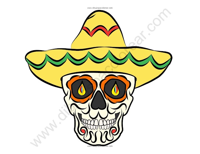 Catrina Mandala Sombrero dibujo a color y para colorear